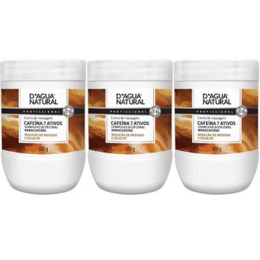 Imagem de Kit 3 Potes Creme De Massagem Corporal Dagua Natural Cafeína 7 Ativos 