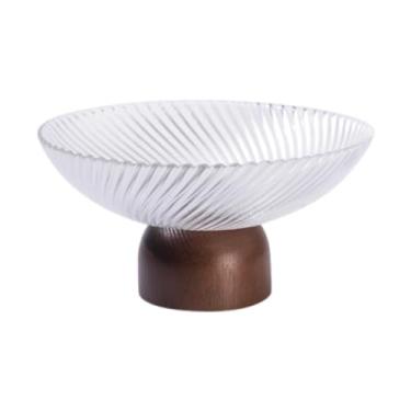 Imagem de WeiLaiKeQi Pedestal Bowl Dishold Decor elegante Decoração de madeira Bande, Branco