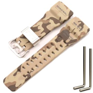 Imagem de Pulseira de resina compatível com Casio G-Shock Master of G Mudmaster GG-1000 GWG-100 GSG-100 pulseira de relógio esportivo, Camuflagem cáqui, One Size