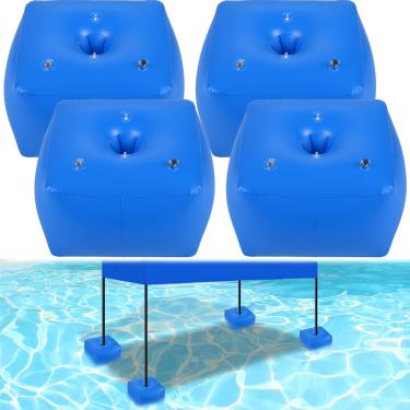 Imagem de Kit de boia de dossel, 4 peças flutuadores de toldo de sombra d'água com bomba de ar manual, 10 fechos de zíper, 45 x 45 x 25 cm, base flutuante de PVC espesso para piscinas, lagos, praias, barraca de