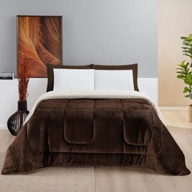 Imagem de Manta Cobertor Tamanho King Soft Tecido Macio Coberdrom Dupla Face para Inverno com Sherpa (Marrom)