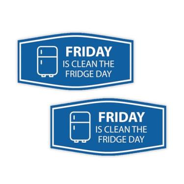 Imagem de Signs ByLITA Placa Fancy Friday Is Clean The Fridge Day (azul) - Pacote pequeno com 2