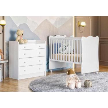 Imagem de Quarto Infantil Lua Encantada Berço e Cômoda Trocador Branco - FbABY