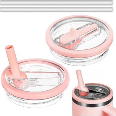 Imagem de Tampa rosa à prova de vazamento de 850 g para acessórios Stanley Cup com canudo flip, 2 peças de substituição de tampa à prova de derramamento, tampa de copo sem derramamento para Stanley Quencher