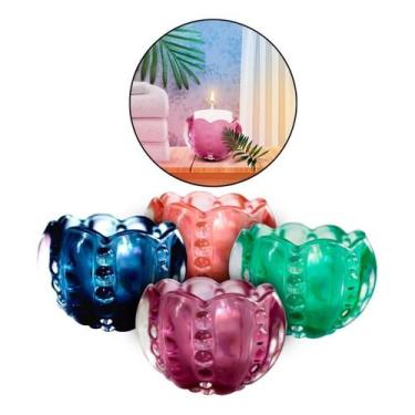 Imagem de Castiçal Porta Vela Vidro Redondo Decorativo 6cm x 8cm - Compre Já Fác