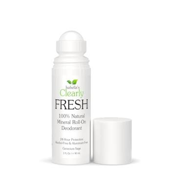 Imagem de Isabella's Clearly Desodorante Roll-On Fresh Natural Magnésio, Proteção Mineral 24 Horas Para Peles Sensíveis, Com Aloe Vera, Sem Alumínio, Parabenos, Álcool Ou Bicarbonato De Sódio, Gerânio E Sálvi