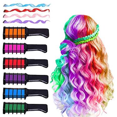 Imagem de MSDADA Giz De Cabelo - Novo Pente Temporário Brilhante Lavável Com Tintura Colorida Para Meninas E Crianças Extensões, Clipes, Festa Aniversário, Presentes Natal, Brinquedos 6 A 8 10 12 Anos