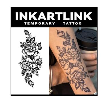 Imagem de INKARTLINK Tattoo Tech, 2 Folhas De Tatuagem Semipermanente Grande, Tatuagens Temporárias, Duram 1 A Semanas, À Prova D'Água, Aparência Realista, Sem Adesivo, Reflexo (Desenho Floral) 123