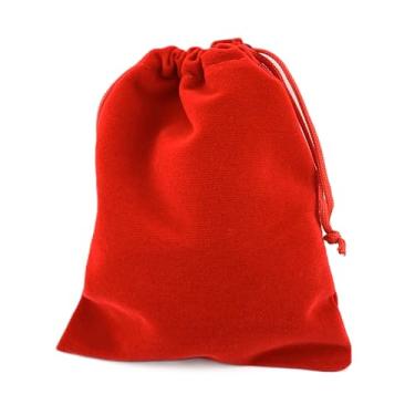 Imagem de AEAOA Sacolas De Presente, Pacote Com 5 Peças, 40,6 Cm X 30,4 Cm, Veludo, Cordão, Para Joias, Doces, Brinquedos, Guloseimas, Lembrancinhas Aniversário (Vermelha)