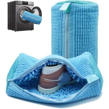 Imagem de Bolsa para máquina de lavar sapatos, reutilizável, com zíper, bolsa de limpeza de sapatos para uso doméstico, lavagem a seco, multifuncional (azul - 2 peças)