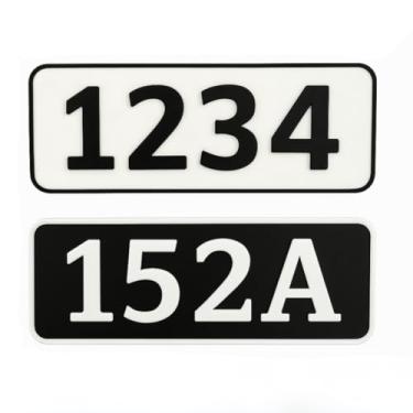 Imagem de Placa de número de casa – 10 cm x 28 cm, números de endereço, fácil instalação, montagem em todas as superfícies, para todos os climas, PET não enferrujado, para presente de casa ou inauguração de