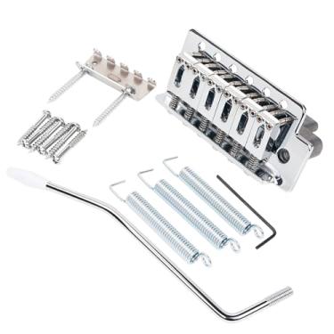 Imagem de Banworks Sistema De Ponte Tremolo 6 Cordas Com 52,5 Mm (2 1/16") Espaço Para Braço Saddles Moderno E Bloco Zinco Guitarras Elétricas Estilo Strat St Squier Jt/Cyxt-01 Cromado
