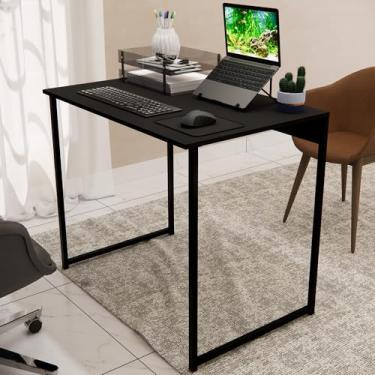 Imagem de Mesa Para Home Office Inaugura Móveis Cor Freijó Escrivaninha Industrial Quarto Notebook Escritorio Computador Para Estudos Grande (Preto)