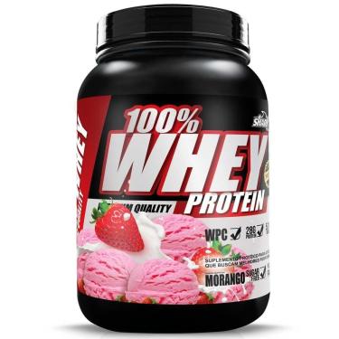 Imagem de 100% Whey Protein Shark Pro 900G Massa Muscular Morango