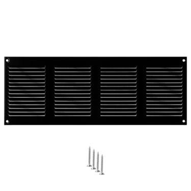 Imagem de TURvent Tampa de ventilação 14x4 (abertura do duto) - Grade de ar de retorno HVAC preta para parede e teto - Tampa de ventilação de metal AC com malha - Registro de ventilação retangular - Dimensões