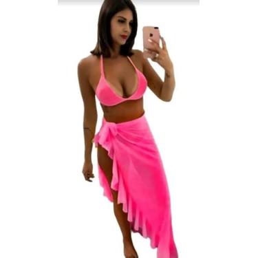 Imagem de Saida de praia canga pareô longa - DE UMA MARIA PARA OUTRA, Rosa neon,