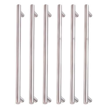 Imagem de Kit 6 Puxadores Puxador Móveis Haste Redonda Inox Escovado 64mm/96mm/128mm/160mm/192mm (192mm)