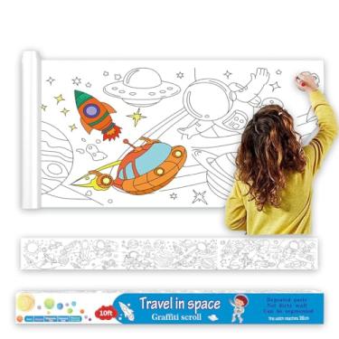 Imagem de Vamotto Rolo De Papel Colorir Grande Para Crianças, Desenho Crianças Pequenas, Preenchimento Colorido Pintura Parede Adesiva Faça Você Mesmo, Brinquedos Educativos Criativos Pequenas 120 * 15" (Espa