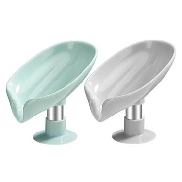 Imagem de Saboneteira com Ventosa Fixação Segura - Design em Folha Natural para Banheiro, Viagem e Bebê | Porta Sabonete com Dreno Automático e Base Antiderrapante