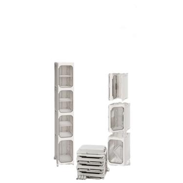 Imagem de Armário de armazenamento estreito de 5 camadas: organizador de plástico fino com portas e prateleiras ajustáveis, armário móvel à prova d'água para espaços pequenos, ideal para banheiro, cozinha