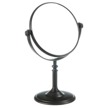 Imagem de Espelho De Mesa Dupla Face Aumento 5x P/Maquiagem Banheiro (Preto)