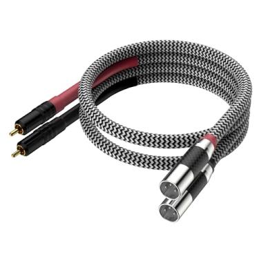 Imagem de Moonsaudio HiFi cabo de interconexão 2RCA macho para dois cabos XLR macho/fêmea, subwoofer digital e analógico para home theater, HDTV, amplificadores, sistema Hi-Fi (1,5 m/5 pés, RCA para XLR macho)