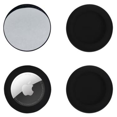 Imagem de echinff Capa de silicone com adesivo, pacote com 4 capas protetoras para Apple Air Tags, suporte adesivo para colar na TV, fones de ouvido remoto, bagagem, laptop, câmera
