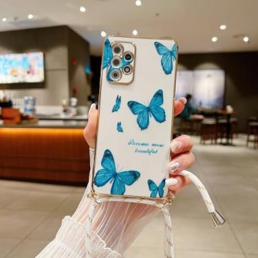 Imagem de Capa de celular com cordão diagonal com revestimento vegetal para Samsung Galaxy A52 A51 A53 A52 A72 A71 A73 A42 A33 A32 A34 A23 A22 A21S A14, DD01, branca, cordão, para Samsung A21S