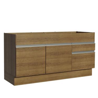 Imagem de Balcão de Pia Madesa Glamy 150 cm 2 Portas e 2 Gavetas (Sem Tampo e Pia) - Rustic