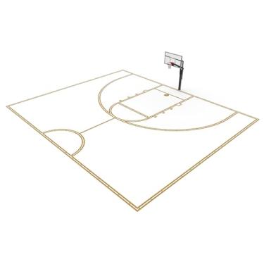 Imagem de Murray Sporting Goods Kit de marcação de quadra de basquete de meia quadra para garagem, asfalto ou concreto | Kit de estêncil de marcação de quadra para quadra de basquete de quintal