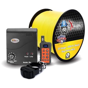 Imagem de Cerca Elétrica para Cães + Treinador Remoto – 1 Cão/1000' de Fio de Cerca Subterrânea para Cachorro de Calibre 20 (até 1 Acre) – Solução Dupla para Conter e Treinar Seu Cão com uma única coleira