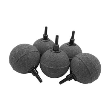Imagem de IEUDNS 5 peças de difusor de ar de pedra de aquário de 50 mm com bico de 4-6 mm de substituição de material sinterizado de alta temperatura redondo, Cinza
