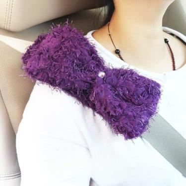 Imagem de MINGZAIQIPEI Acessórios interiores automotivos roxos fofos para carro quatro estações, ajuste universal para a maioria dos carros SUV (2 peças de ombreira)