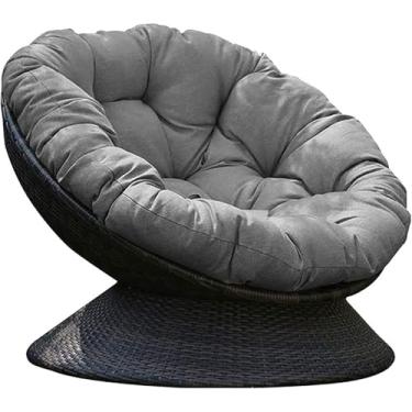 Imagem de Cadeira Redonda Papasan Para Interior E Exterior Cadeira Em Forma De Tigela De Algodão Fofo Cadeira De Lua Grossa Cadeira Suspensa Confortável Redes Swing, Grey, 80cm