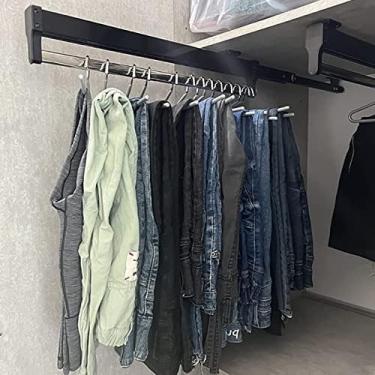 Imagem de Haste De Armário Extensível - Haste De Armário Deslizante Para Guarda-roupa, Trilho De Guarda-roupa Extensível De Aço, Varão Extensível Para Roupas Com 2 Corrediças, Ec, 550mm