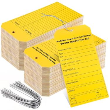 Imagem de Honoson 100 conjuntos de etiquetas de inspeção de prevenção de refluxo com etiquetas de plástico graváveis para teste de refluxo ao ar livre carro garagem caixa de armazenamento peças de equipamentos