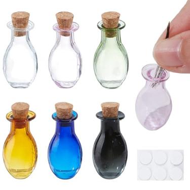 Imagem de DELORIGIN 6 peças de miniatura, suporte de bigode para gatos com rolha de cortiça, mini vaso de flores para micro paisagens, brotos, suculentas, suporte de vaso de vidro, enfeite para decoração de