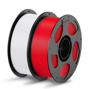 Imagem de ANYCUBIC Pacote de filamento PLA de 1,75 mm, filamento PLA de impressão 3D 1,75 mm precisão dimensional +/- 0,02 mm, carretel reutilizável de 1 kg (1 kg), 2 kg branco + vermelho