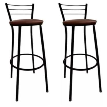 Imagem de Kit 2 Banqueta Alta Bistrô Bancos Bancada Cozinha Americana Bar Balcão(Marrom)