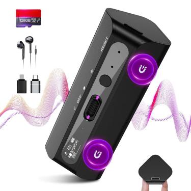 Imagem de Gravador de voz ZIPCIDE 128GB com redução de ruído tripla AI