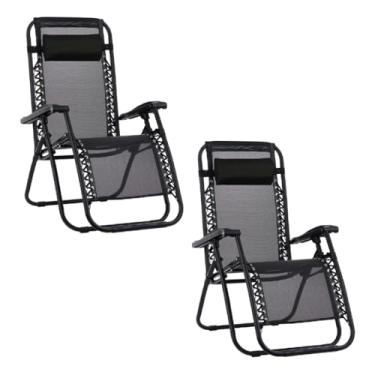Imagem de Kit 2 Espreguiçadeiras Dobrável e Reclinável Gravidade Zero (Preto)