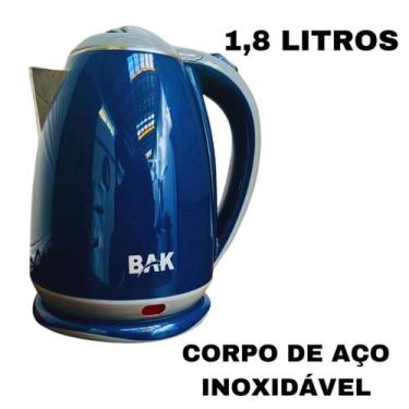 Imagem de Chaleira Elétrica Azul Prática Bak 1.8L Café Chá Agua Fervendo em 2 Mi