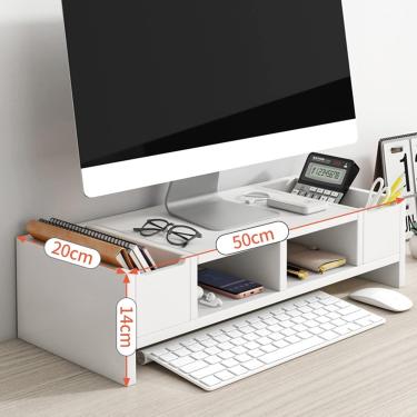 Imagem de Suportes Para Monitor Woode Economizam Espaço Organizador De Mesa Com Gaveta 2 Camadas Monitor Riser Desktop Stand Para Computador Tv De Tela Plana, Brown, No Cabinet Door