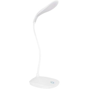 Imagem de Luminária de Mesa LED USB Flexível, Articulável e Recarregável – Abajur com 3 Níveis de Intensidade de Luz (Branca)