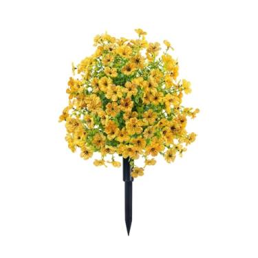 Imagem de Estacas de jardim de flores artificiais – Eucalipto e caules floridos com pontas no solo, decoração sazonal vibrante para quintais, caminhos e varandas da primavera ao verão