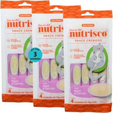 Imagem de Snack cremoso nutrisco gatos adultos 14g atum e salmão com 4 un - kit 