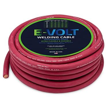 Imagem de E-VOLT Chumbo de soldagem EPDM de cobre recozido de grau profissional e cabo de bateria de carro | Feito nos EUA (4/0) 0000 AWG, 1,5 m, vermelho)