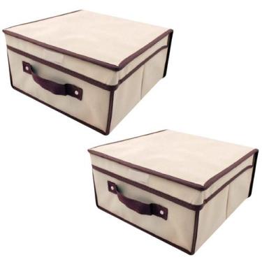 Imagem de Caixa organizadora rígida casita com tampa 28x30x15cm 2un, Bege