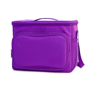 Imagem de Bolsa Térmica Marmita Lancheira Marmiteira Sacola para Academia Passeio Cerveja Praia Bebida Camping Masculina Feminina Fitness Academia Trabalho (ROXO)