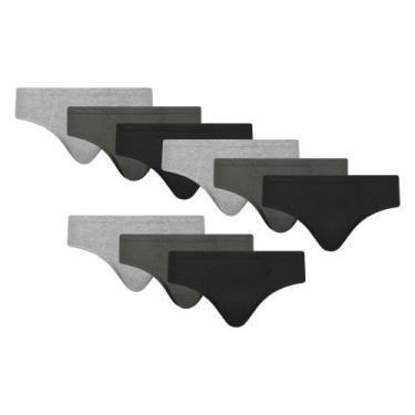 Imagem de Kit 9 Cuecas Lisa Adulto Selene Em Algodão Modelo Tradicional Normal, 